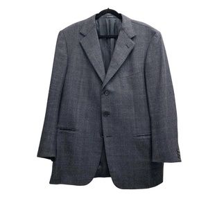 ERMENEGILDO ZEGNA Z HERITAGE GRAY & BLUE GLEN PLAID BLAZER